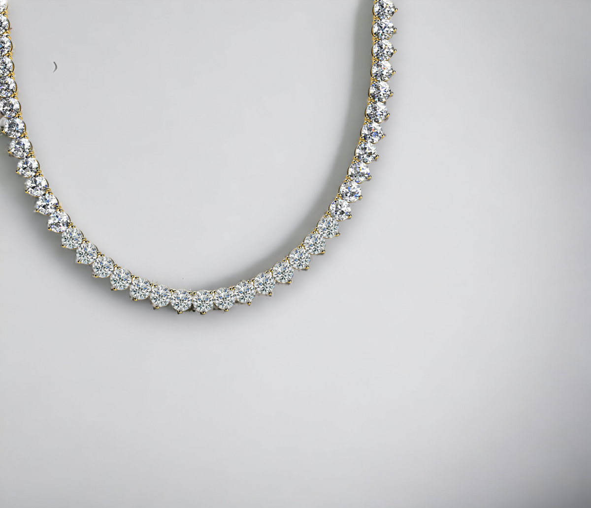 Firenze 3P 9TW Yellow Gold Three-Prong Lab Diamond Necklace Angle View – Cherry Pick Diamonds St. Louis MO