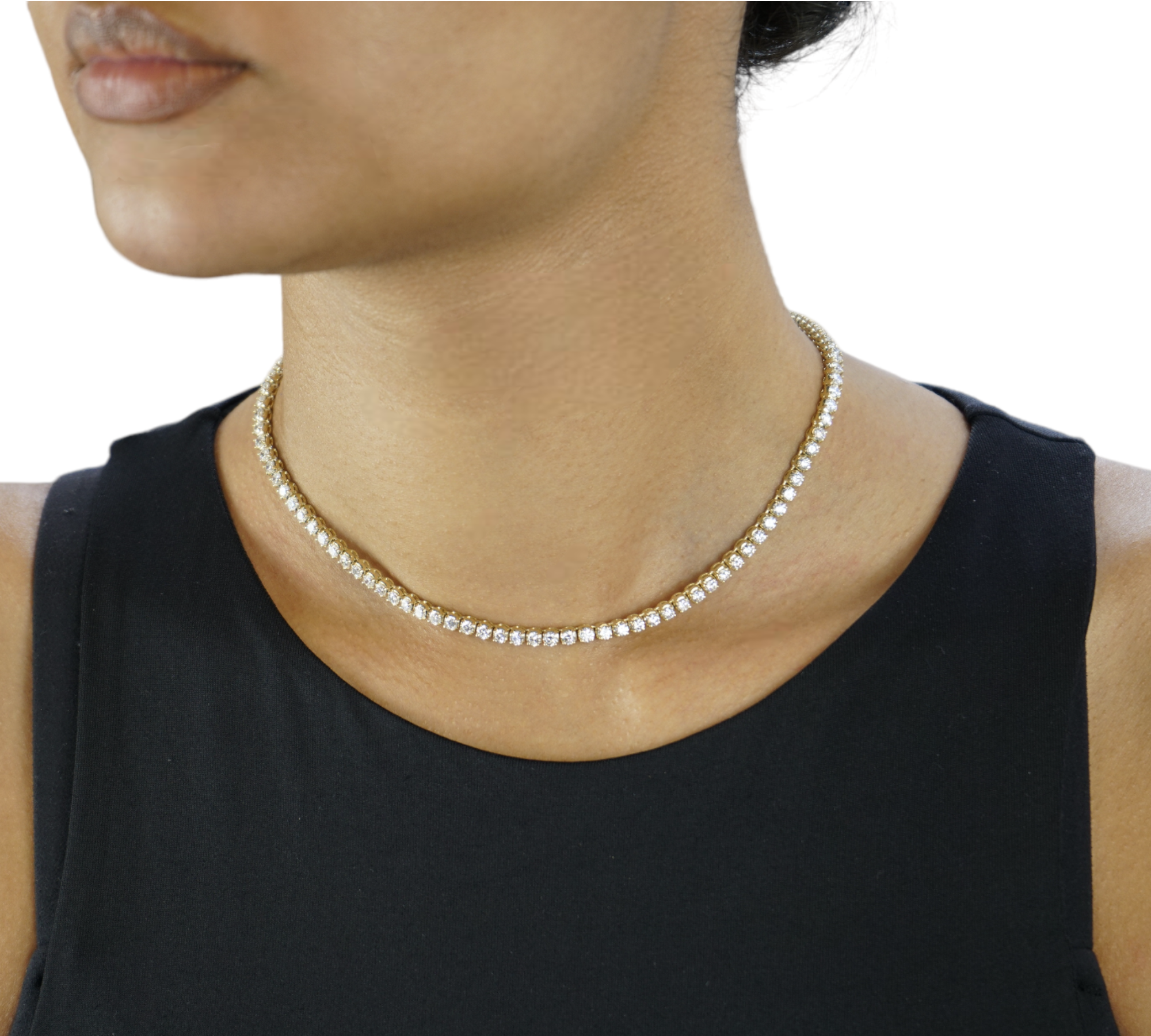 Firenze 3P 9TW Yellow Gold Lab Diamond Necklace Close-Up – Cherry Pick Diamonds Clayton MO