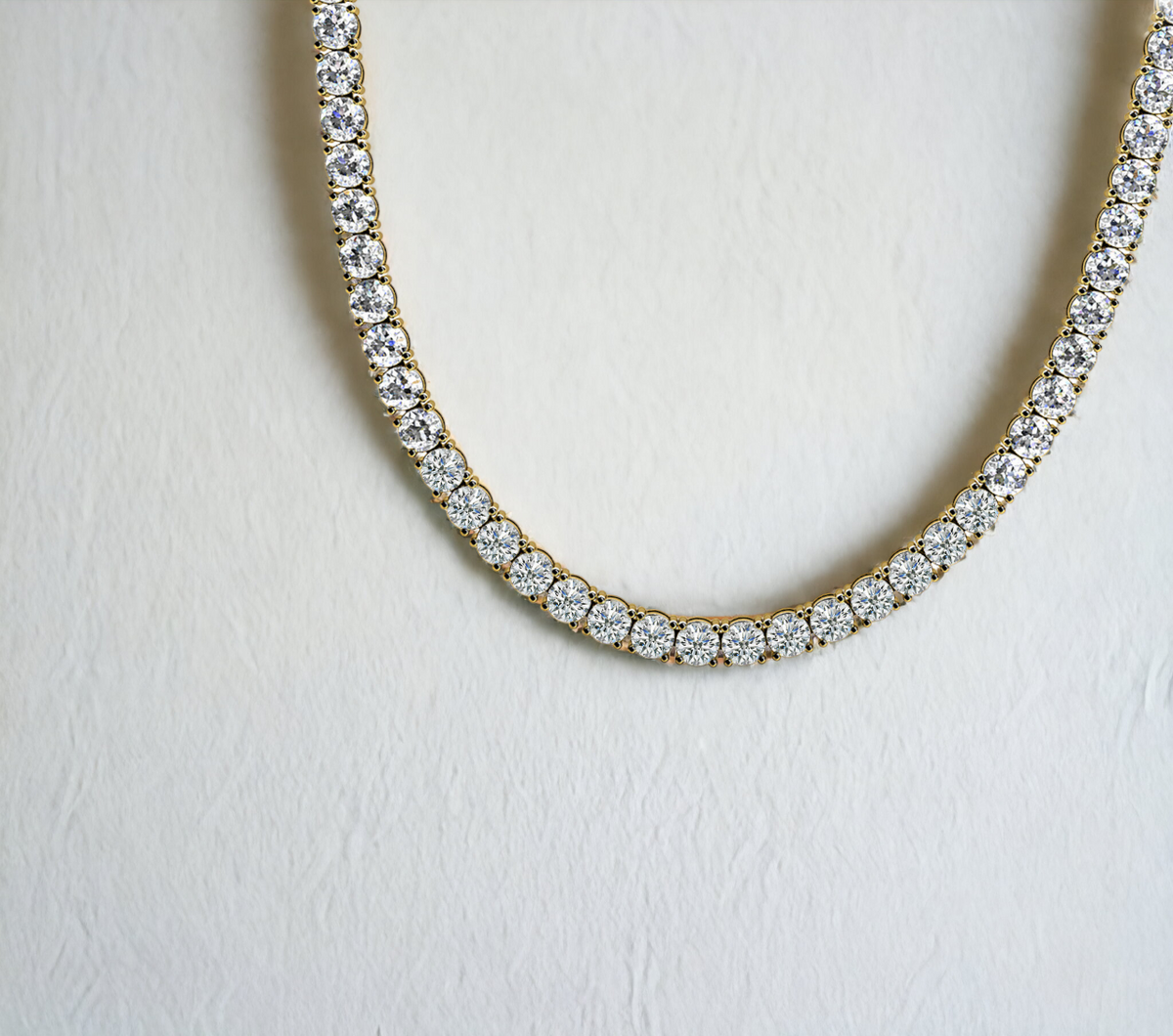 Firenze Tennis Necklace 10TW Yellow Gold Lab Diamond Three-Prong Riviera 14K – Cherry Pick Diamonds Clayton St. Louis MO