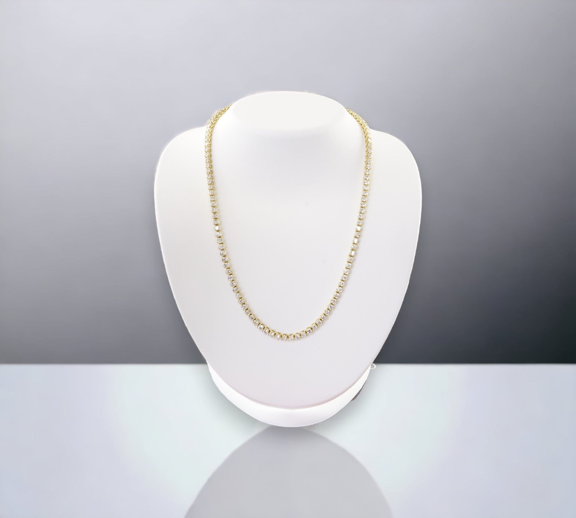 Firenze Tennis Necklace 15.5TW 14K Yellow Gold Lab Diamond Side View – Cherry Pick Diamonds St. Louis MO