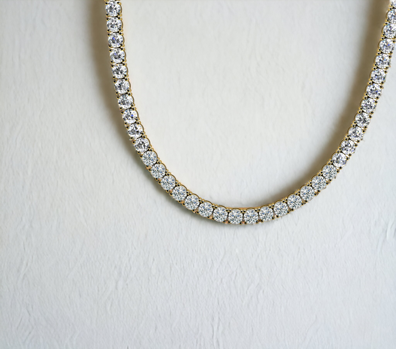 Firenze Tennis Necklace 6TW Yellow Gold Lab Diamond Four-Prong Riviera 14K – Cherry Pick Diamonds Clayton St. Louis MO