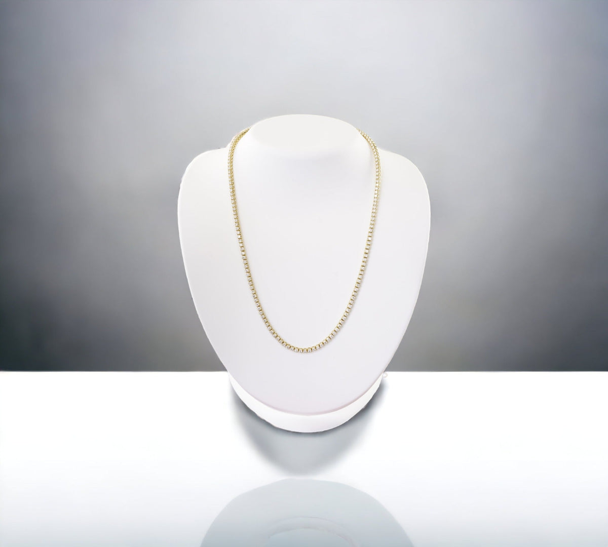 Firenze Tennis Necklace 6TW 14K Yellow Gold Lab Diamond Side View – Cherry Pick Diamonds St. Louis MO
