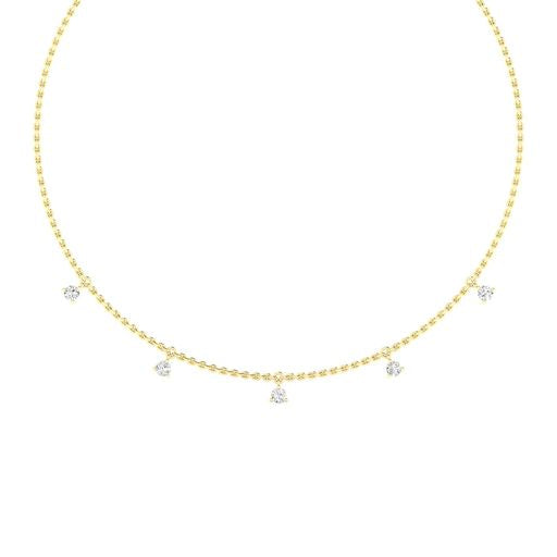 Toledo BR floating station necklace in 14K yellow gold with round brilliant lab created diamonds – Cherry Pick Diamonds Clayton St. Louis MO
