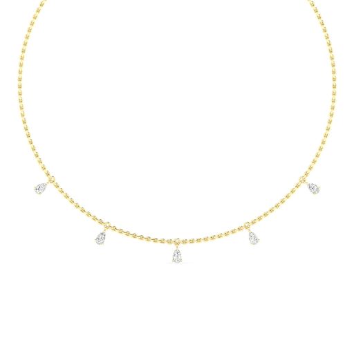 Toledo PS floating station necklace in 14K yellow gold with pear shape lab created diamonds – Cherry Pick Diamonds Clayton St. Louis MO