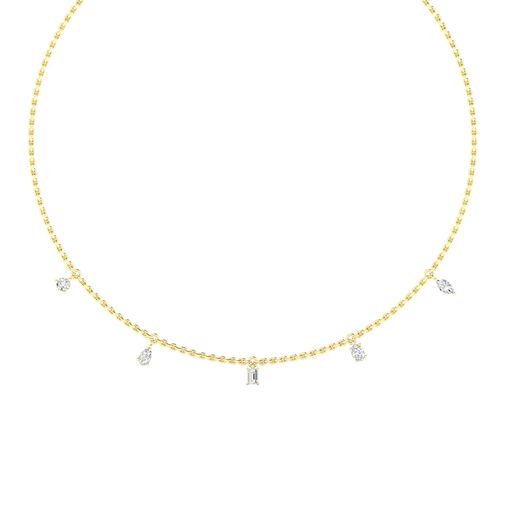 Toledo YG floating five station necklace in 14K yellow gold with multi shape lab created diamonds – Cherry Pick Diamonds Clayton St. Louis MO