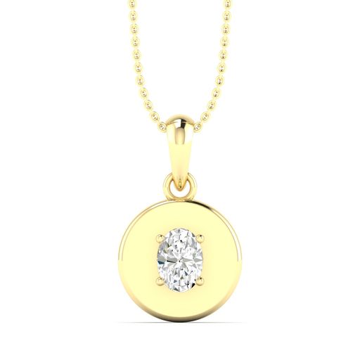 Valencia disc pendant necklace in 14K yellow gold with lab created oval diamond – Cherry Pick Diamonds Clayton St. Louis MO