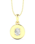 Valencia disc pendant necklace in 14K yellow gold with lab created oval diamond – Cherry Pick Diamonds Clayton St. Louis MO