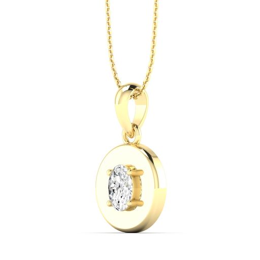 Valencia YG 14K yellow gold disc pendant necklace side view – Cherry Pick Diamonds St. Louis MO