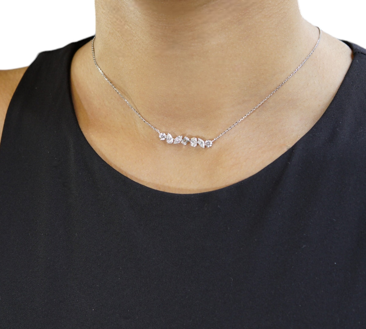 Vienna yellow gold diamond necklace side view – Cherry Pick Diamonds Clayton MO