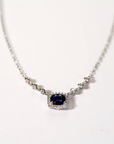 Blue Sapphire Necklace 14K White Gold 0.86ct Natural Ceylon Sapphire Cushion Diamond Halo – Cherry Pick Diamonds Clayton St. Louis MO