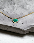Colombian Emerald Necklace 14K Gold Natural Emerald Diamond Pendant Front View – Cherry Pick Diamonds St. Louis MO
