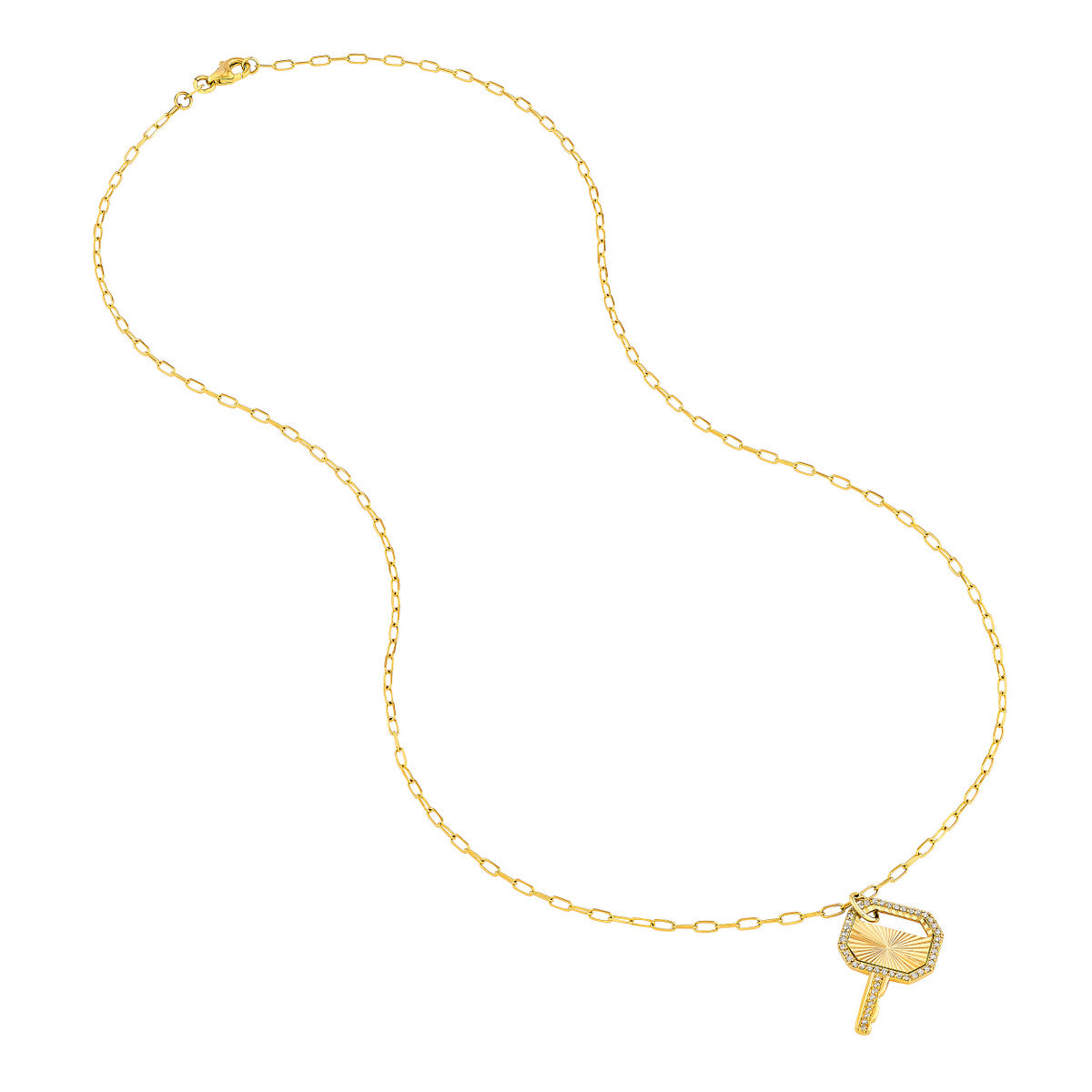 Diamond Key Necklace Gold Key Pendant Close-Up Diamond Frame – Cherry Pick Diamonds Clayton MO