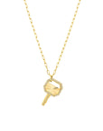 Diamond Key Necklace 14K Yellow Gold Fluted Diamond Frame Key Pendant Paper Clip Chain – Cherry Pick Diamonds Clayton St. Louis MO