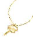 Diamond Key 14K Yellow Gold 1/4ct Diamond Pendant Side View – Cherry Pick Diamonds St. Louis MO