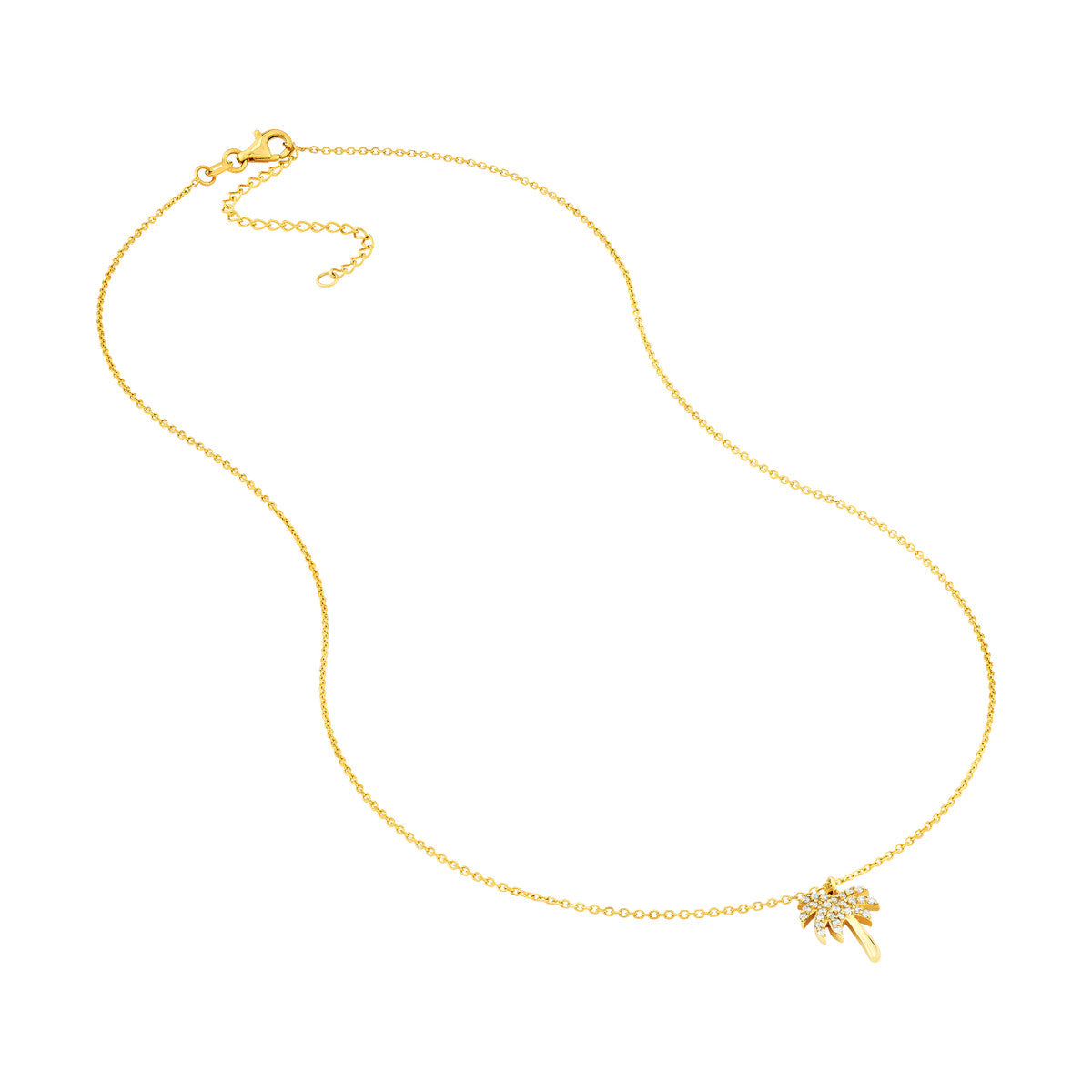 Negril Diamond Palm Tree Pendant Close-Up 14K Yellow Gold – Cherry Pick Diamonds Clayton MO