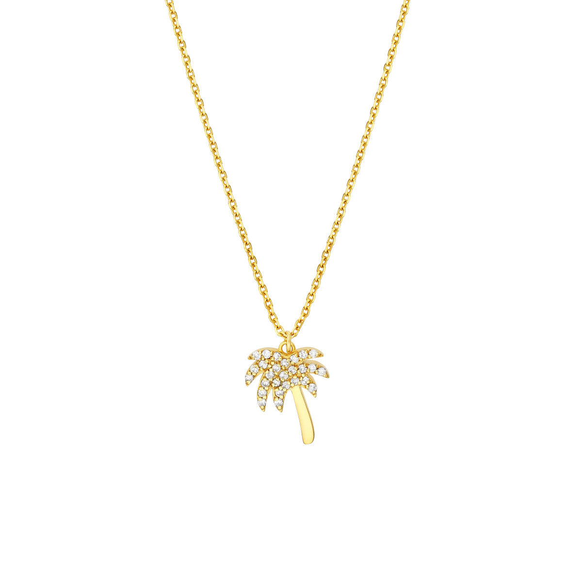 Negril Necklace 14K Yellow Gold Diamond Palm Tree Pendant – Cherry Pick Diamonds Clayton St. Louis MO
