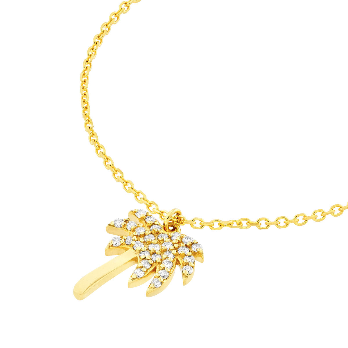 Negril 14K Gold Diamond Palm Tree Necklace Side View – Cherry Pick Diamonds St. Louis MO