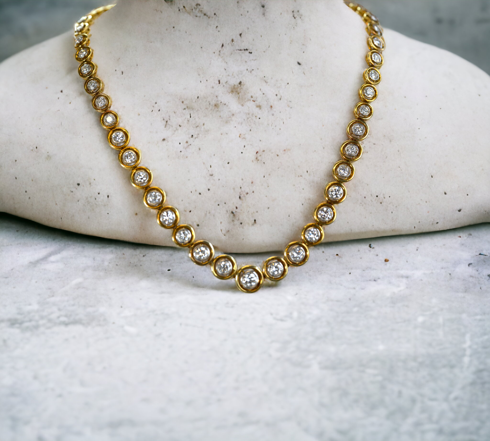 La Triomphe Vintage Necklace 18K Yellow Gold 9.45ct Natural Diamonds G VS 1975 – Cherry Pick Diamonds Clayton St. Louis MO