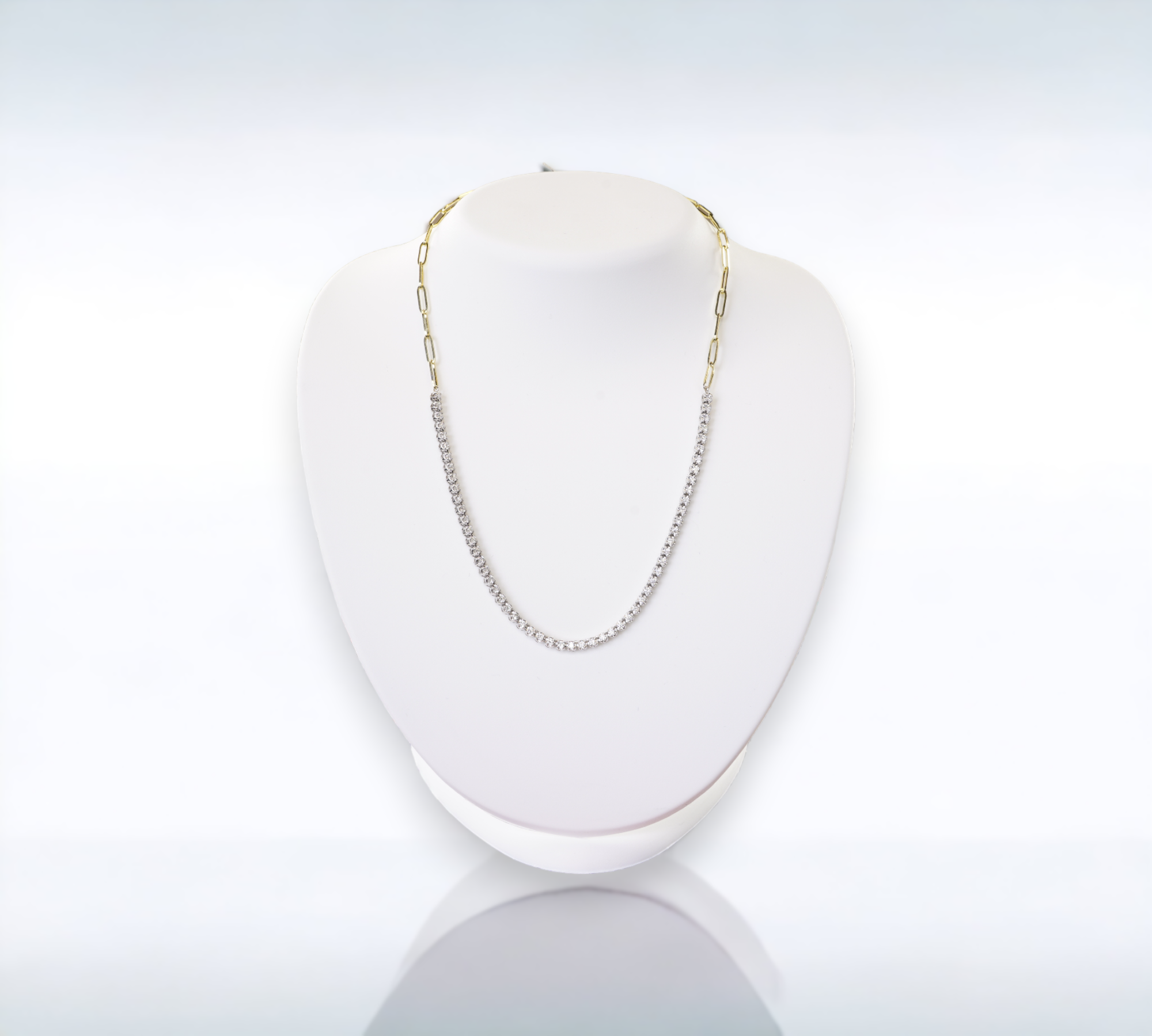 Tulum Diamond Necklace 14K Two-Tone Gold Paper Clip Chain 2ct Natural Diamonds G SI – Cherry Pick Diamonds Clayton St. Louis MO