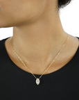 Marquise Diamond Necklace 14K Gold Natural Marquise Diamond Halo Side View – Cherry Pick Diamonds St. Louis MO
