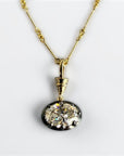 Livingston Necklace Oval pendant in two-tone gold with 3 carat east-west oval lab created diamond – Cherry Pick Diamonds Clayton St. Louis MO