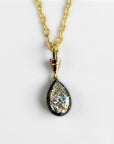 Livingstone Necklace Pear pendant in two-tone gold with 3 carat pear shape lab created diamond – Cherry Pick Diamonds Clayton St. Louis MO
