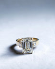 3.55 carat emerald cut three stone diamond ring in 14k yellow gold, Cherry Pick Diamonds Clayton MO