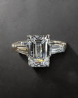 Emerald Trio Cathedral three stone ring in 14K white gold with 2.52ct emerald cut lab created diamond – Cherry Pick Diamonds Clayton St. Louis MO