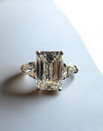 Emerald Trio three stone ring in 14K white gold with 4.74ct emerald cut lab created diamond – Cherry Pick Diamonds Clayton St. Louis MO