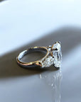Emerald Trio three stone ring side view with pear shape lab created diamonds – Cherry Pick Diamonds St. Louis MO