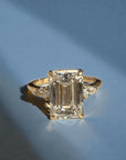 Trio Emerald Pears three stone ring in 14K yellow gold with 3.64ct emerald cut lab created diamond and pear side stones – Cherry Pick Diamonds Clayton St. Louis MO