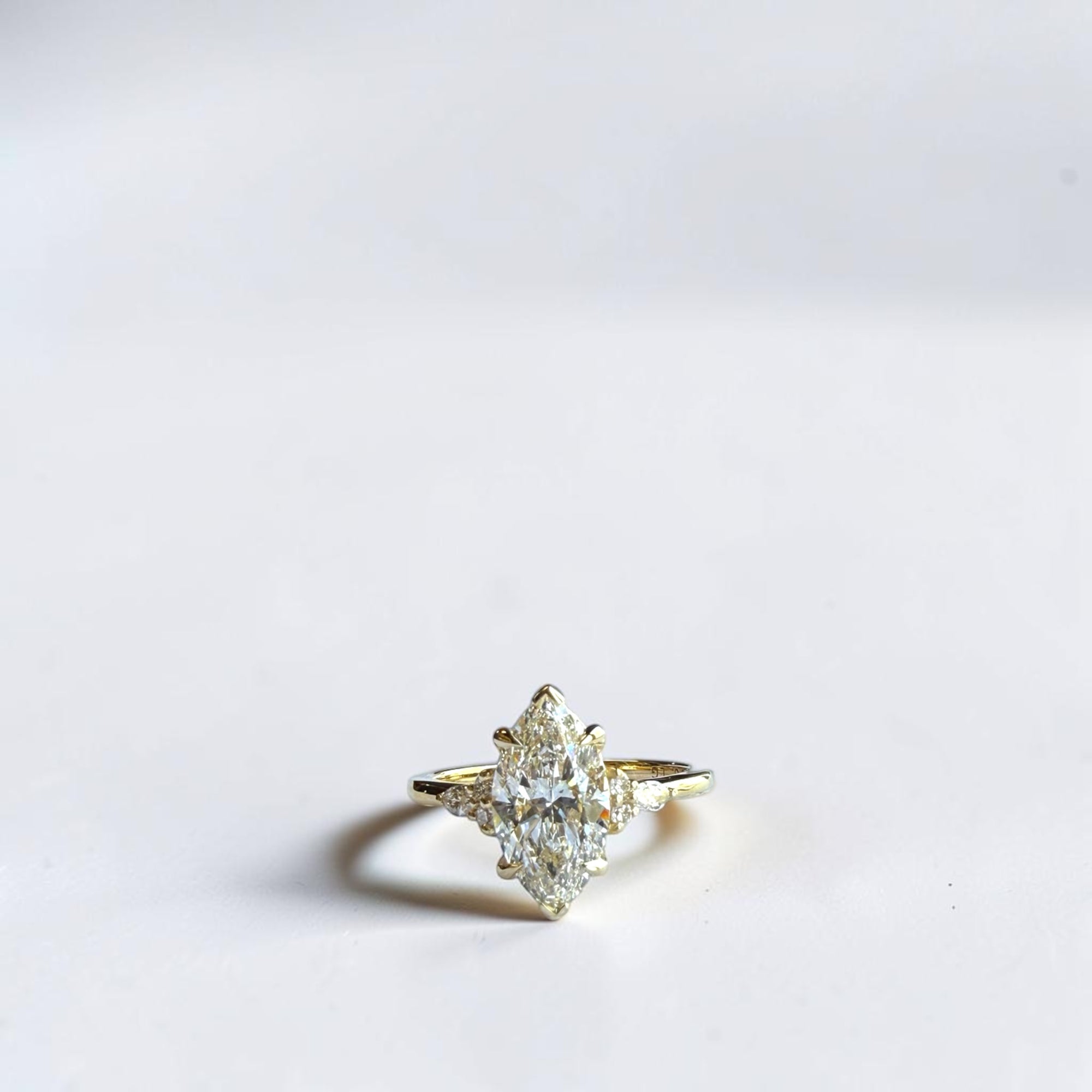 2.03 carat D VS1 IGI lab marquise diamond five stone crown ring in 14k yellow gold — Cherry Pick Diamonds Clayton MO