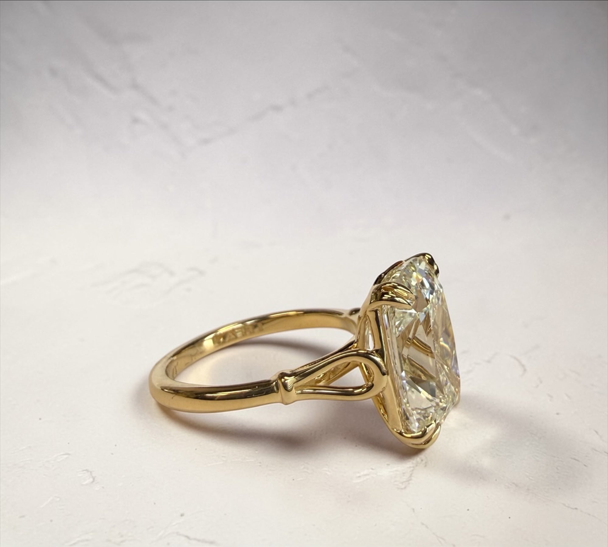 Georgian Old Mine ring side view, Georgian style solitaire with old mine cut diamond – Cherry Pick Diamonds St. Louis MO