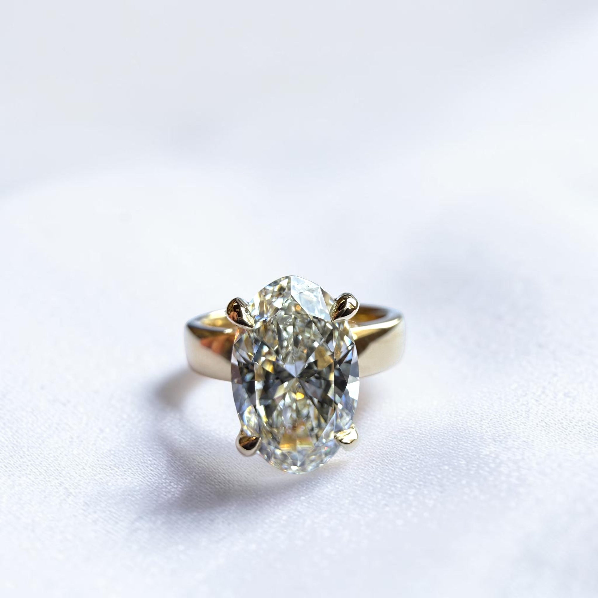 3.51 carat oval cut hidden halo diamond engagement ring in 14k yellow gold, Cherry Pick Diamonds Clayton MO