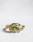 1.50 carat natural chameleon oval diamond solitaire engagement ring in two-tone 18k yellow gold and 14k white gold setting - custom jewelry by Cherry Pick Diamonds, Clayton MO near Ladue and Frontenac