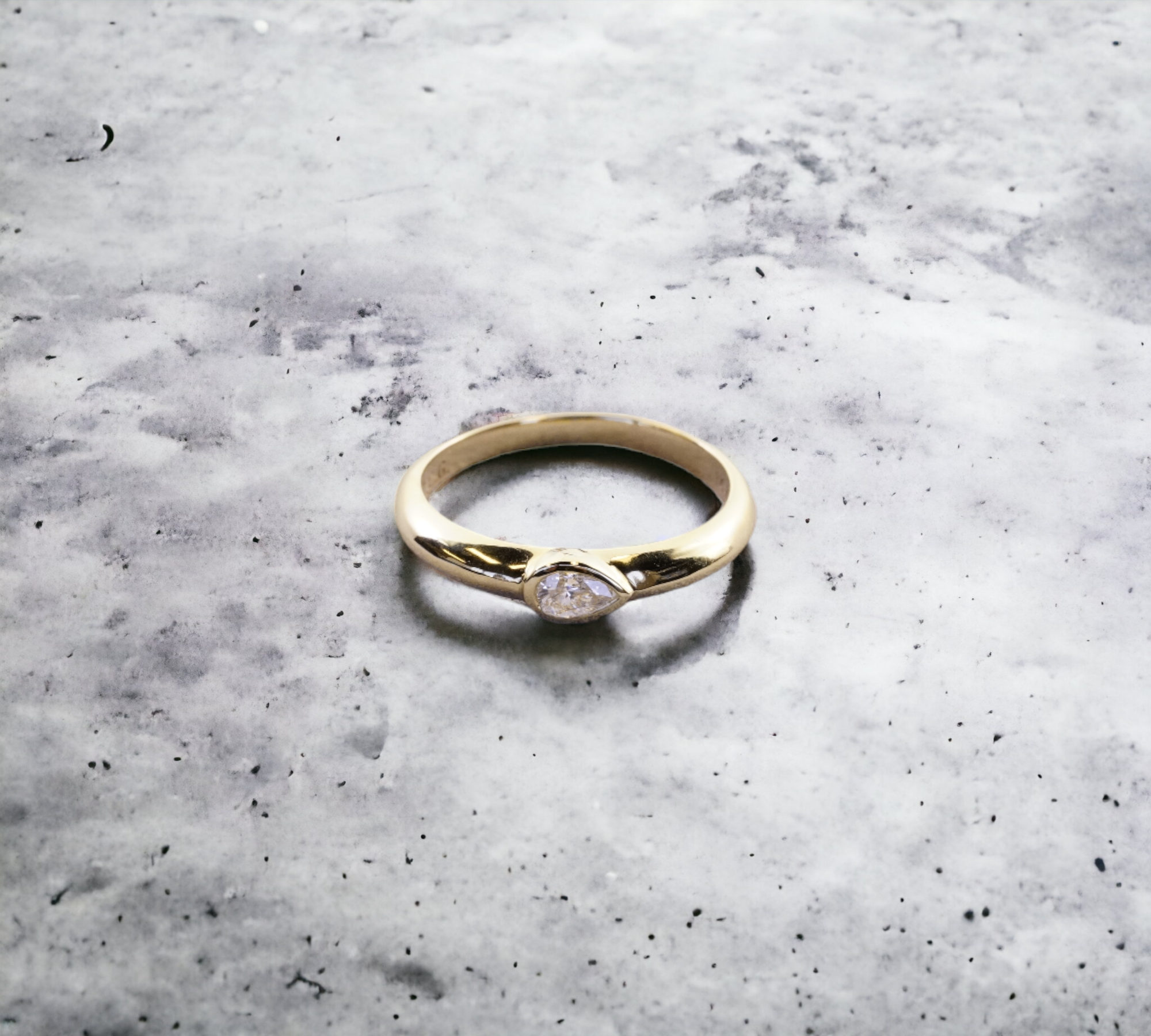 Prague PS 14K yellow gold bezel band with natural pear shape diamond – Cherry Pick Diamonds Clayton St. Louis MO