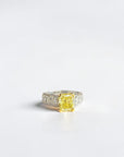Fancy yellow radiant-cut diamond ring in 18K gold pavé setting – Cherry Pick Diamonds, Clayton MO