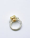 Trio Fancy Yellow platinum ring close-up, natural fancy yellow diamond – Cherry Pick Diamonds Clayton MO