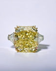 Trio Fancy Yellow one-of-a-kind ring in platinum with 6.46ct natural fancy yellow radiant cut diamond – Cherry Pick Diamonds Clayton St. Louis MO