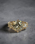 Trio Old Euro three stone ring in 14K yellow gold with 2.98ct natural old European cut diamond – Cherry Pick Diamonds Clayton St. Louis MO