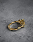 Trio Old Euro ring side view, natural round brilliant side stones – Cherry Pick Diamonds St. Louis MO