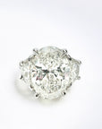 Trio Oval 6.42 three stone ring in platinum with 5.00ct natural oval brilliant diamond – Cherry Pick Diamonds Clayton St. Louis MO