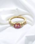 Trio Padparadscha rare orange pink sapphire ring in 18K yellow gold with natural diamonds – Cherry Pick Diamonds Clayton St. Louis MO