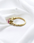 Trio Padparadscha 18K yellow gold unheated sapphire east to west setting – Cherry Pick Diamonds St. Louis MO