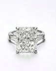 Trio Radiant 6.02 three stone ring in platinum with 5.50ct natural radiant cut diamond – Cherry Pick Diamonds Clayton St. Louis MO