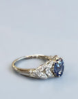 Natural blue sapphire diamond ring detail view – Cherry Pick Diamonds St. Louis sapphire jewelry