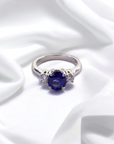 Trio Sapphire Ring 2.85ct platinum with oval Madagascar sapphire and natural diamonds – Cherry Pick Diamonds Clayton St. Louis MO