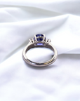 Trio Sapphire Ring 2.85ct Madagascar sapphire platinum side view – Cherry Pick Diamonds Clayton MO