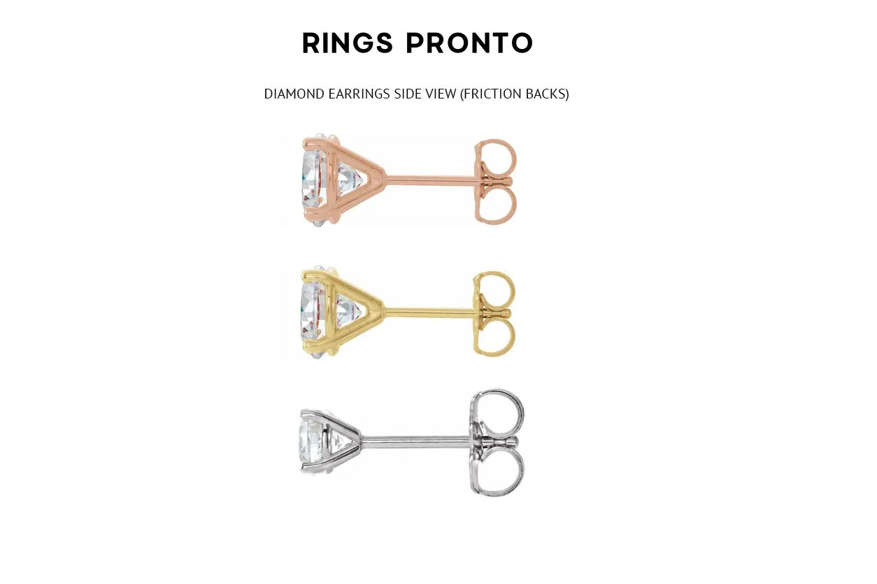 Natural Diamond Stud Earrings 14K Yellow Gold Round Brilliant Cut Side View – Cherry Pick Diamonds St. Louis MO