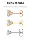 Natural Diamond Stud Earrings 14K Yellow Gold Round Brilliant Cut Side View – Cherry Pick Diamonds St. Louis MO